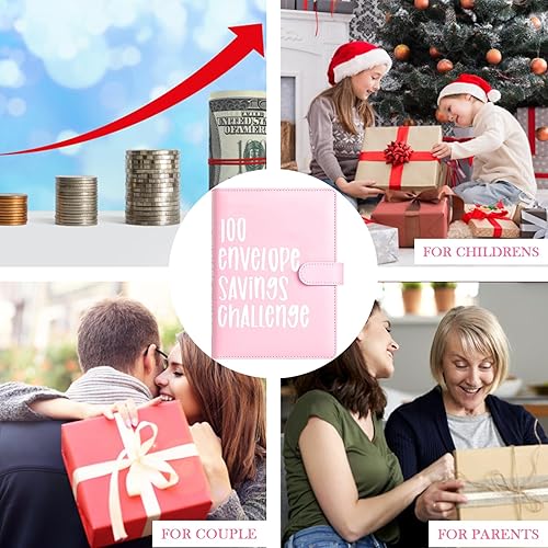 Miniatura 6 de Desafío de ahorro de dinero de 100 sobres, carpeta de desafío de 100 sobres 2023, forma fácil y divertida de ahorrar $5,050, planificador de