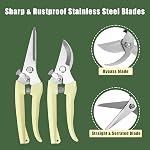 Gardening Shears, 12 Pack Handheld Garden Scissors, Stainless Steel Pruning Shears with Straight & Bypass Blade, Tree Trimmer,Sharp Garden Clippers for Flowers, Plants, Fruit Picking