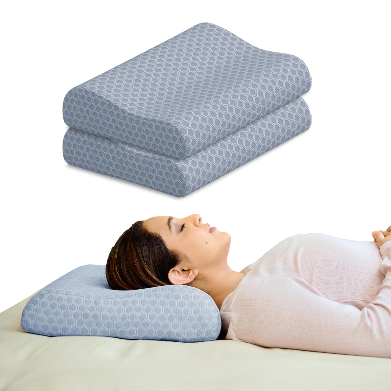 CareFoam Cervical Memory Foam Pillow for Neck Support | 2-Year Manufacturing Warranty | Orthopedic Contour Pillow for Cervical Spine Alignment & Shoulder Support | Made in India | 19 x 11 x 3.5 Inch