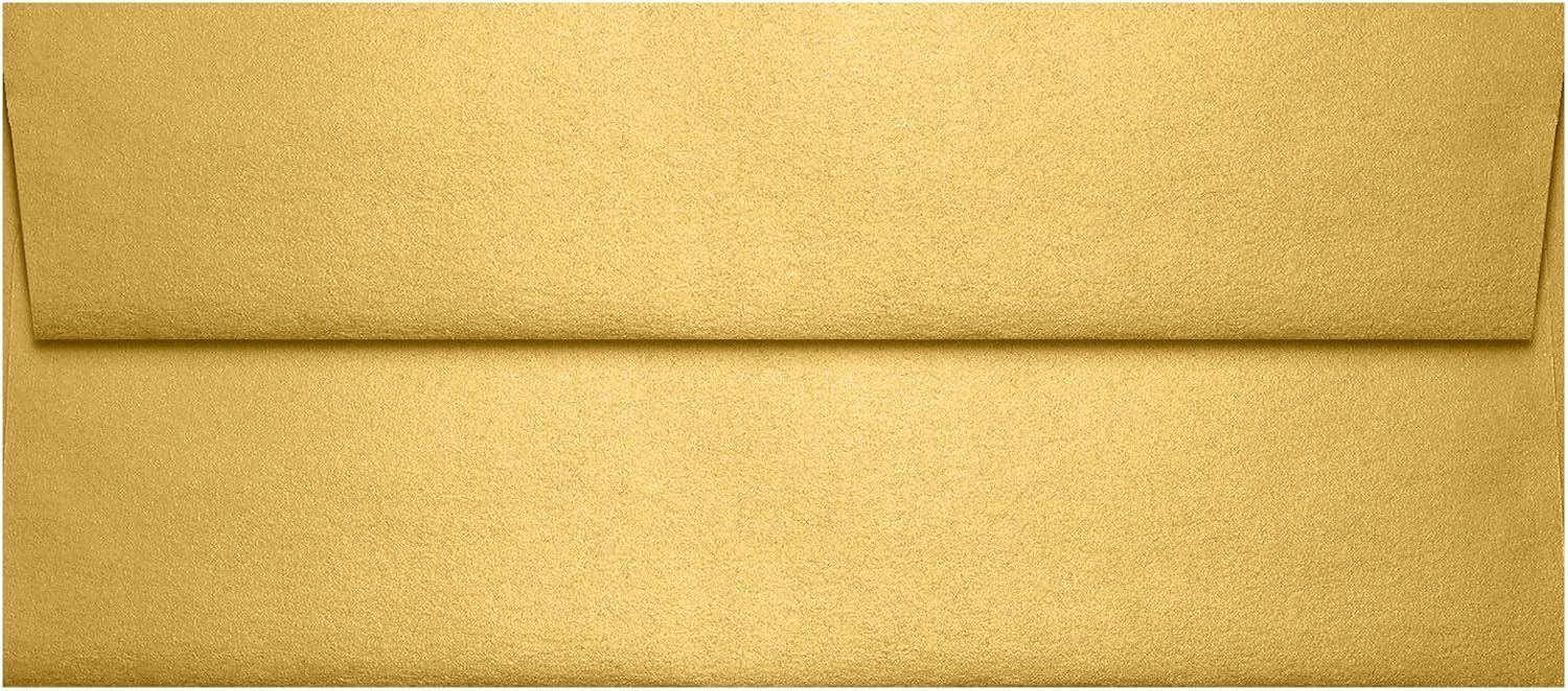 LUXPaper #9 Slimline Invitation Envelopes | Peel & Press | 3 7/8" x 8 7/8" | Gold Metallic | 80lb. Text | 50 Qty