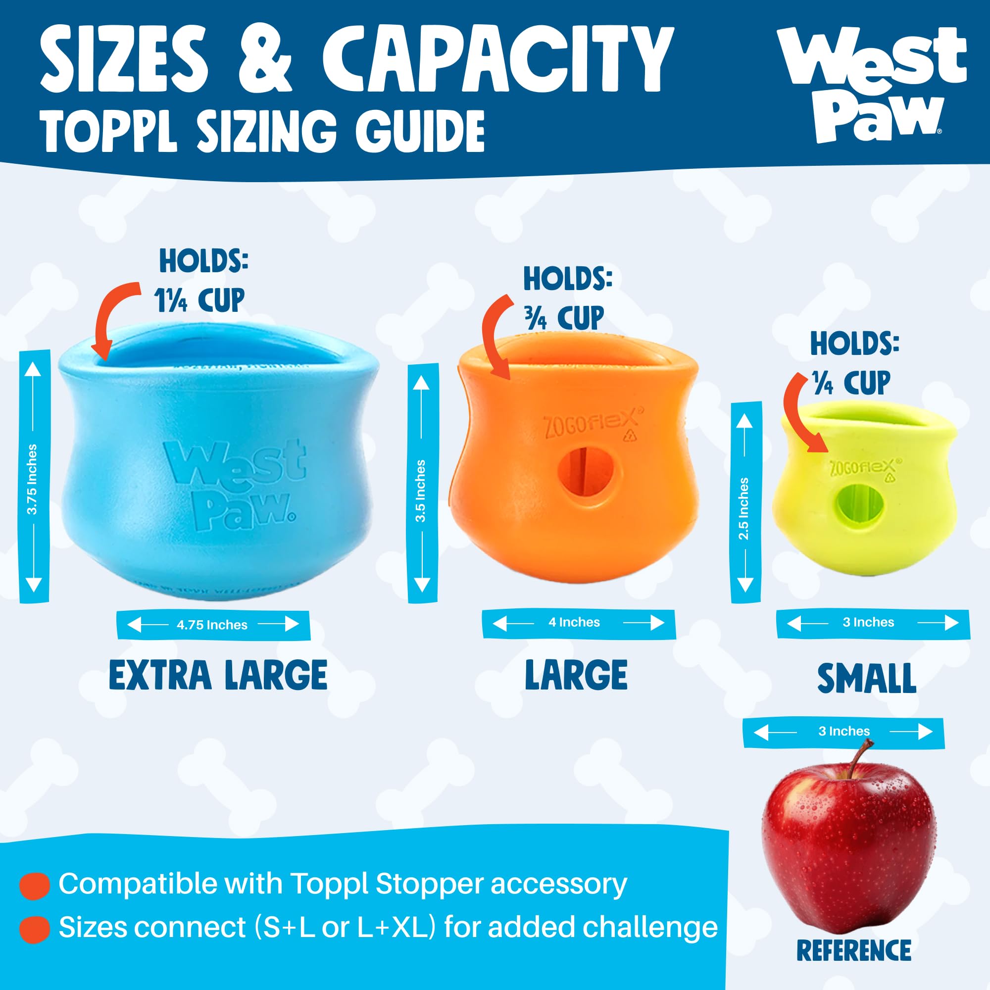 Zogoflex West PAW JUGUETE TOPPL L 10 cm mandarina