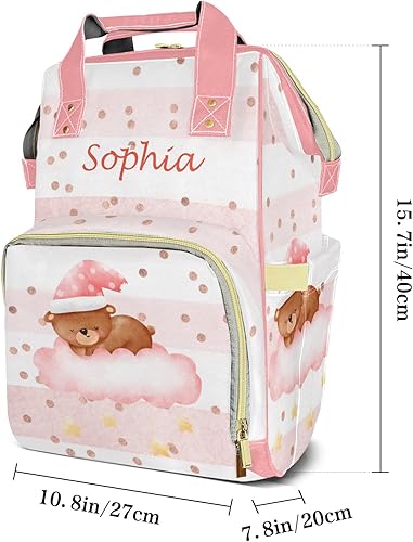 Miniatura 7 de Jungle Animals Drive - Mochila de pañales con nombre de gran capacidad, bolsa multifunción para mamá, papá, unisex, niño y niña, Diseño 2