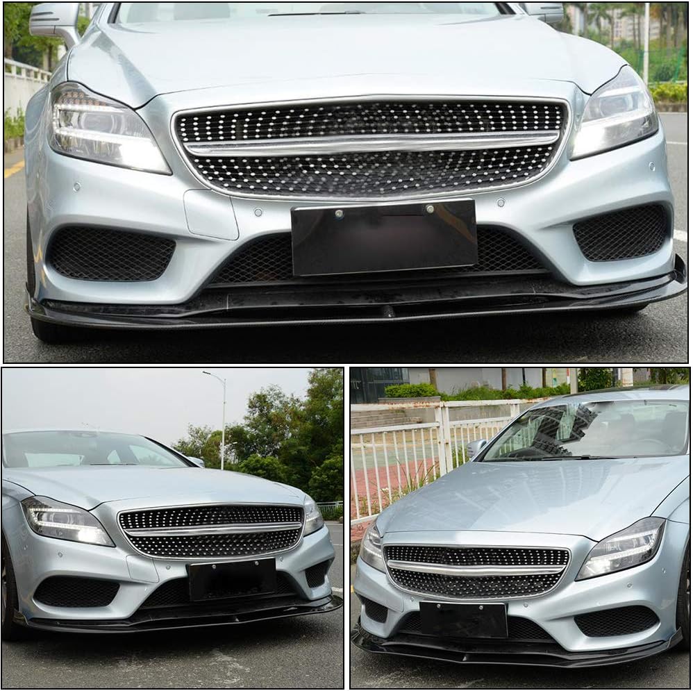 Front Bumper Lip Compatible with Mercedes Benz CLS W2018 CLS350 CLS400 CLS500 CLS550 Base Sedan 2015-2018 Add-on Carbon Fiber Chin Spoiler Splitter Protector