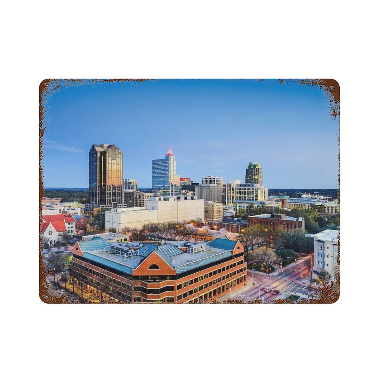 xiaoxiaoshen Real Photo Raleigh Decor North Carolina Wall Decor Art Metal Tin Poster Modern Home Decor Art Home Bar Shop Decorations Vintage Sign 30x40cm