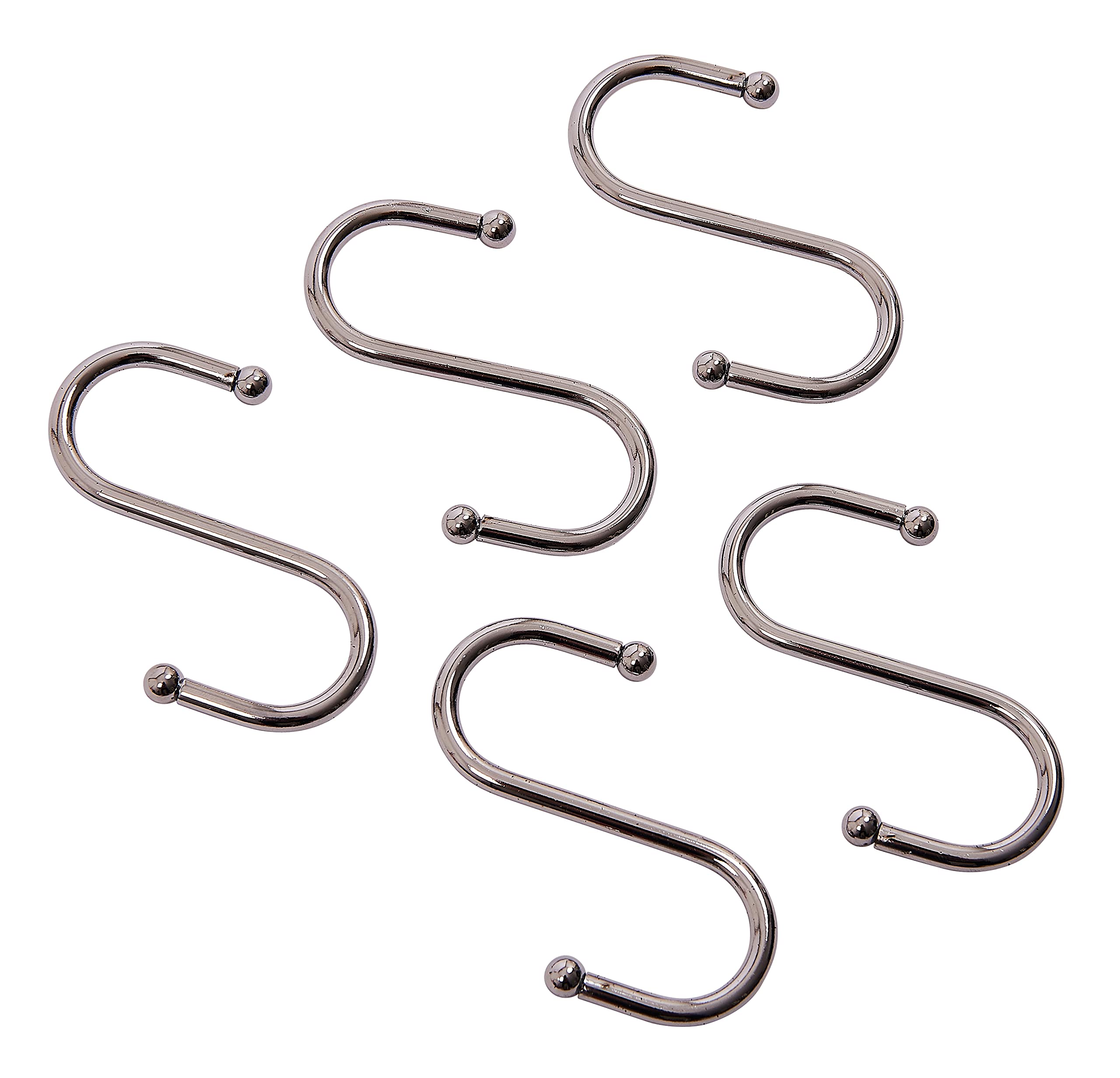Amtech 5pc 70mm S-Hook Set, Durable Chrome Plated Steel, for Compact Hanging and Organised Storage Tasks.