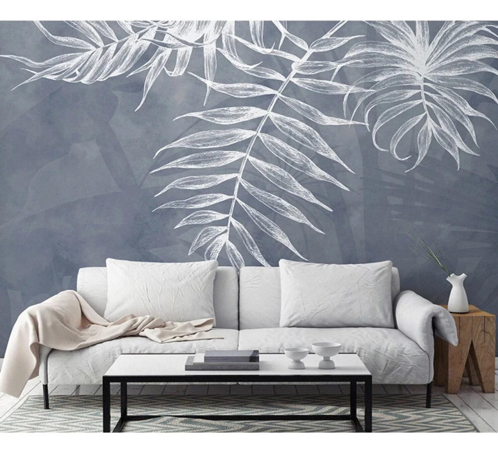 Tzxztt Minimalist Retro Plants Leaves Art Modern 3D Wallpaper Premium Textured Silk Neutral Tones Material Ideal for Living Room Bedroom-150cm×105cm