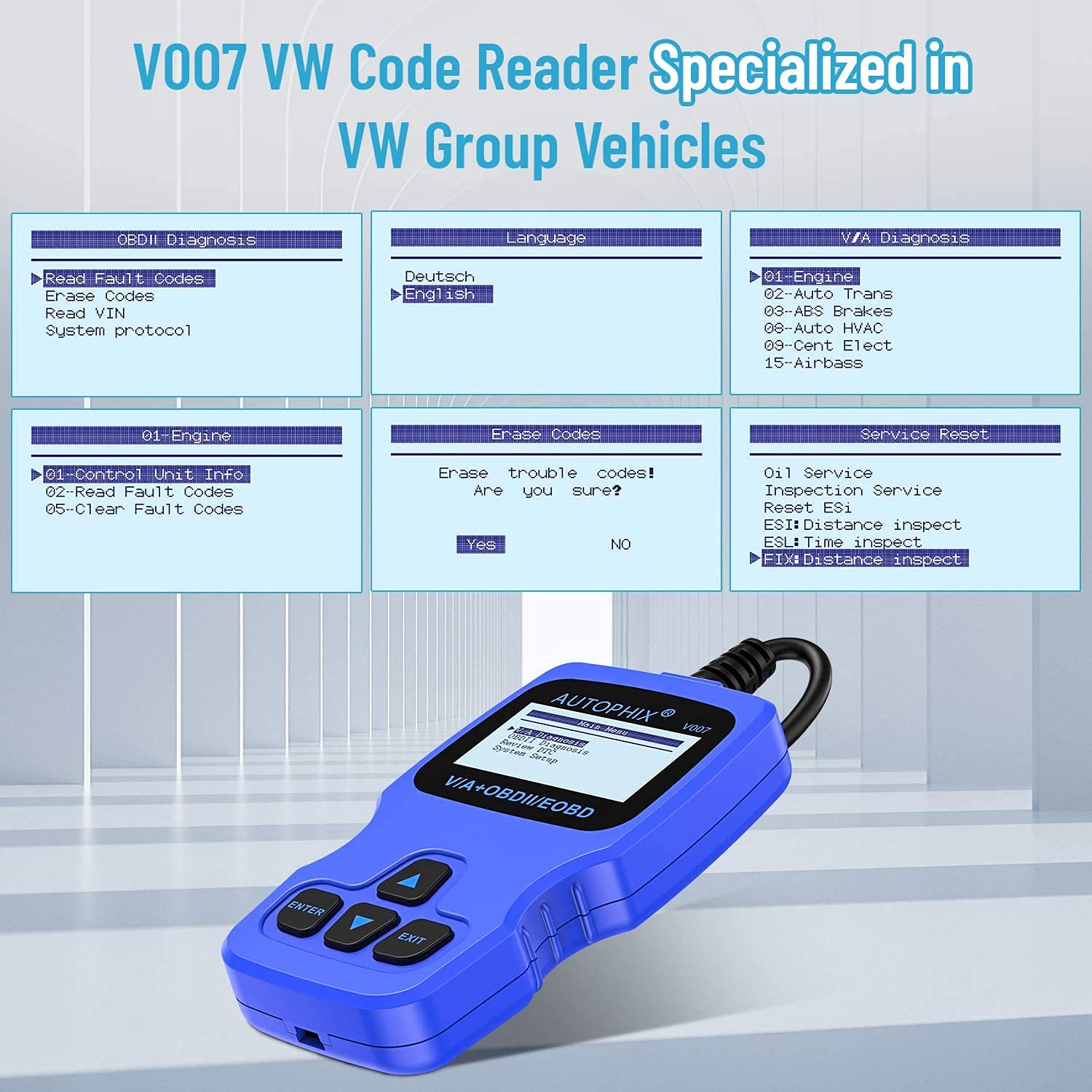 Buy V007 OBD2 Scanner Compatible with Volkswagen VW Audi Skoda Seat with Engine Airbag