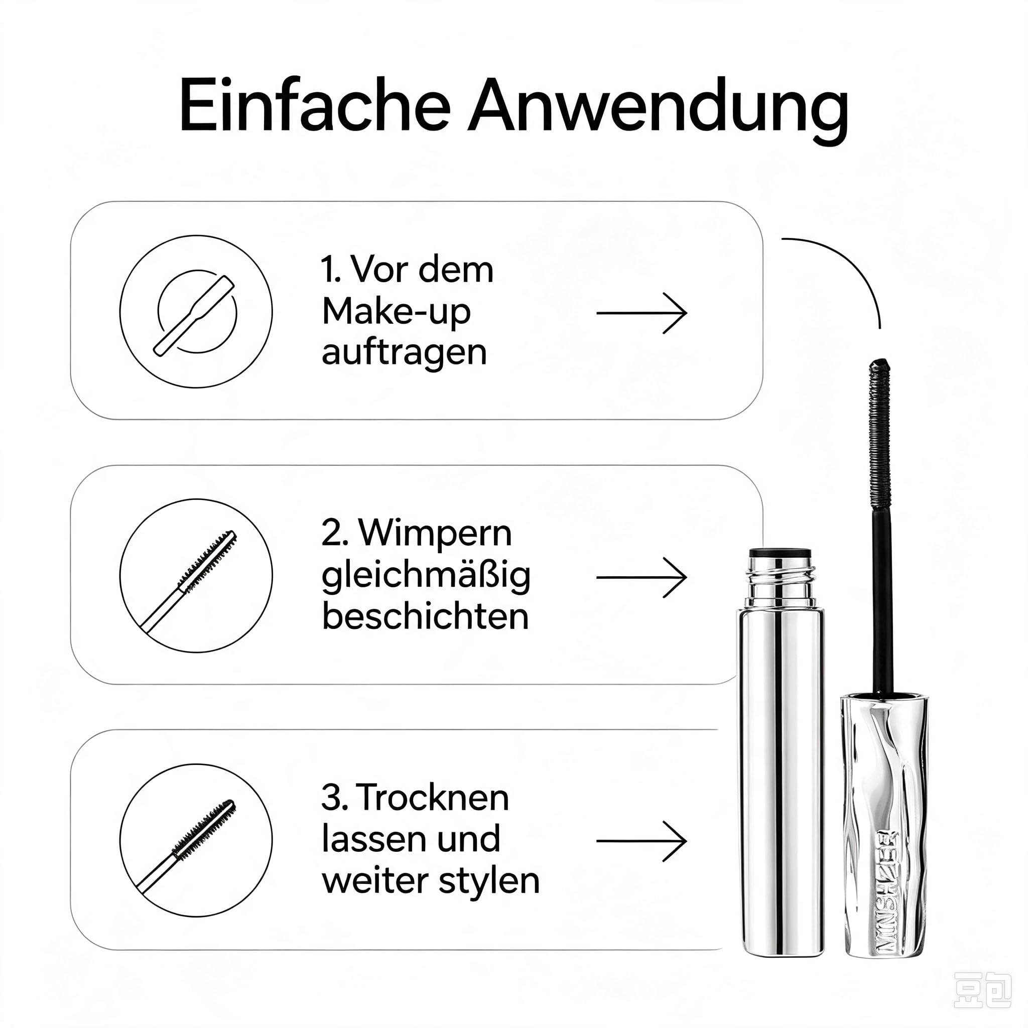 Cladory Wasserfeste Mascara für 4D Verlängerung & Volumen, Schwarz