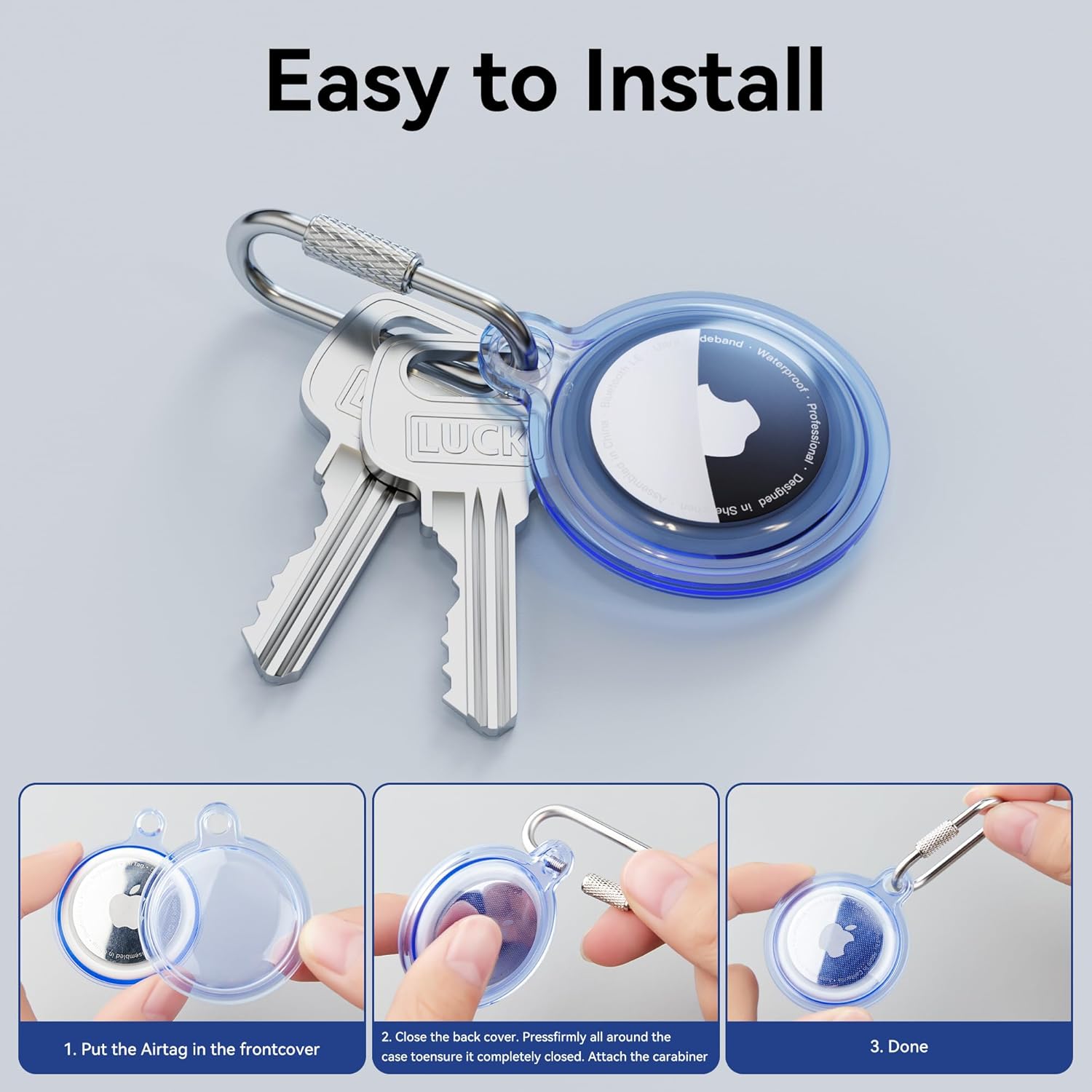 4 Pack Waterproof Case for AirTag (Gen1&2) [Screw Lock Carabiner] [Waterproof & Lightweight Cover] for Pets, Keys, Luggage, Backpacks, Travel Accessories - Image 3