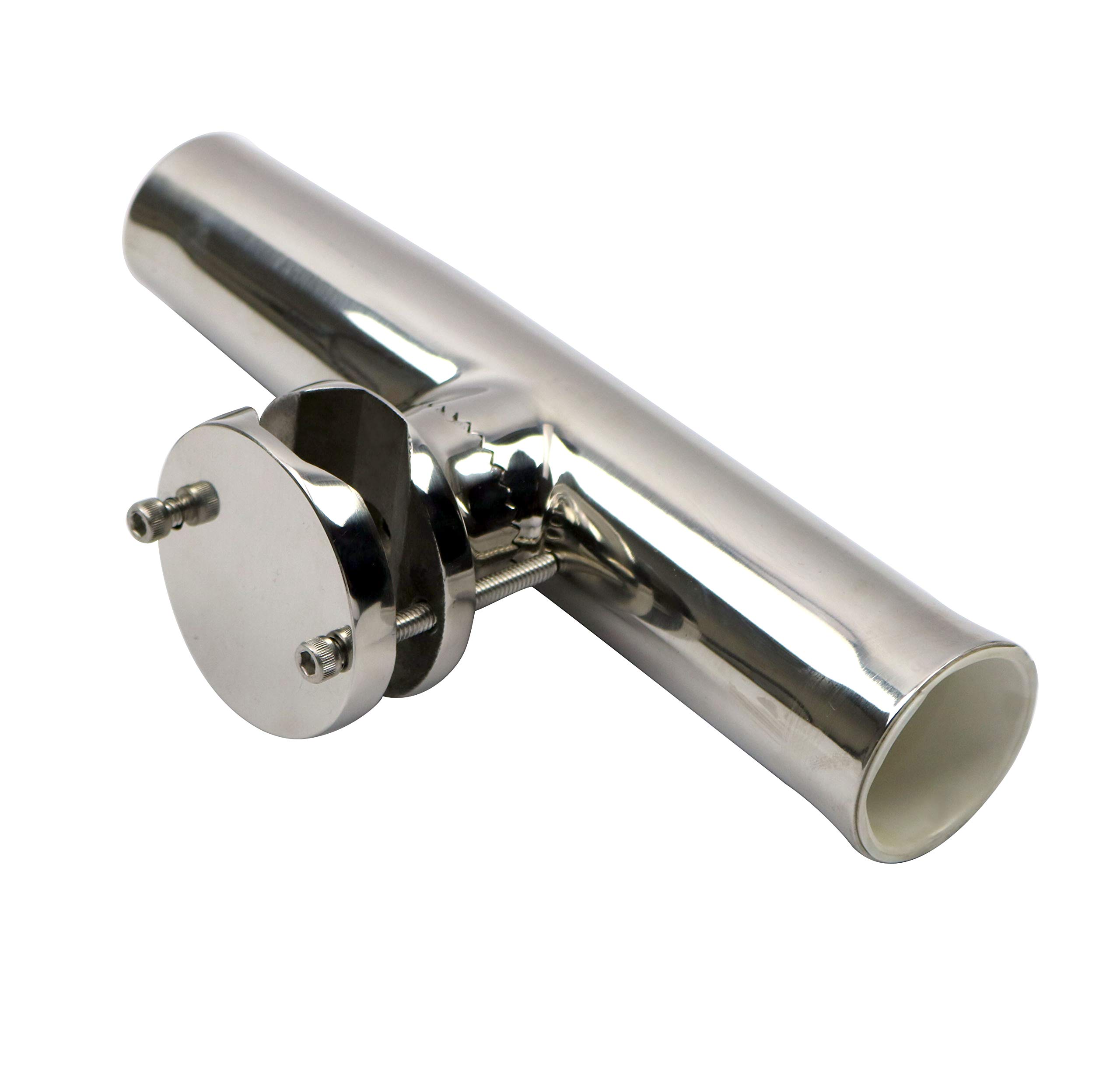 Stainless Steel Clamp on Fishing Rod Holder for Rails 1-1/4'' to 2" Tube, Adjustable Marine Side Mounted Support for Boat Ship Fishing