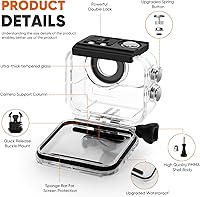 Vista 4 de Funda impermeable y agarre flotante compatible con Insta360 GO 3, carcasa protectora de buceo subacuático con accesorios de soporte