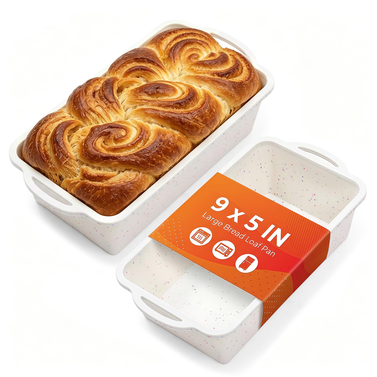 9 x 5 IN Silicone Loaf Pan, Metal Reinforced Bread Pan, 2 Pack Large Size