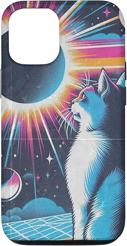 Miniatura 4 de iPhone 12 mini Cat Solar Eclipse - Synthwave Retro Poster Style Case