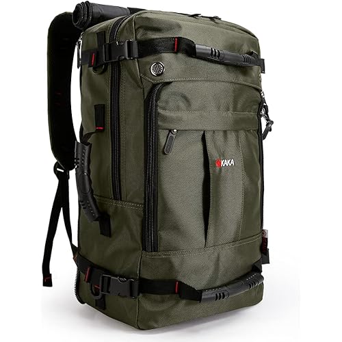 KAKA Travel Backpack,Carry-On Bag Water Resistant Flight Approved Weekender duffle backpack Rucksack Daypack for Men Women (Green upgrade)