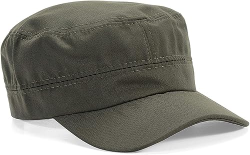 LERTREE Gorra de béisbol clásica de sarga plana ajustable, gorra militar de 22 a 23.6 pulgadas (verde), Verde