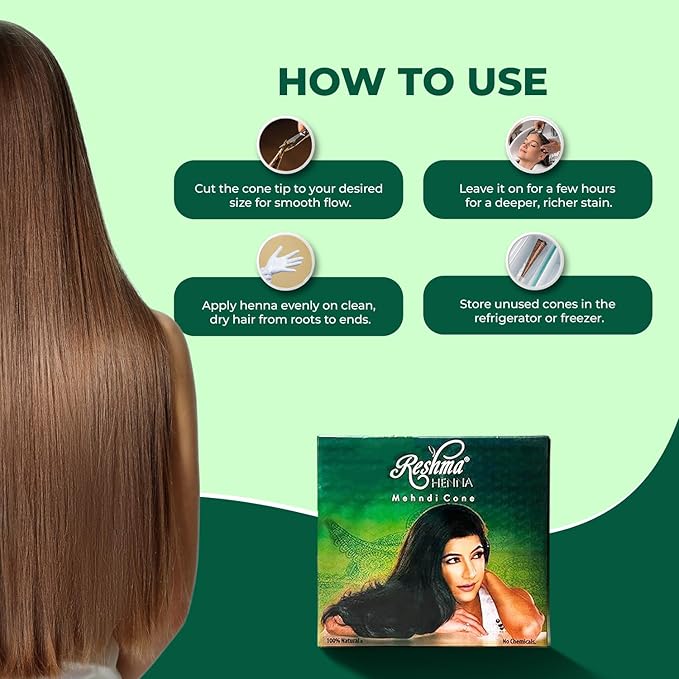 Reshma Beauty 12 Conos de Henna Rajasthani Jumbo para Cabello, 50g miniatura 4
