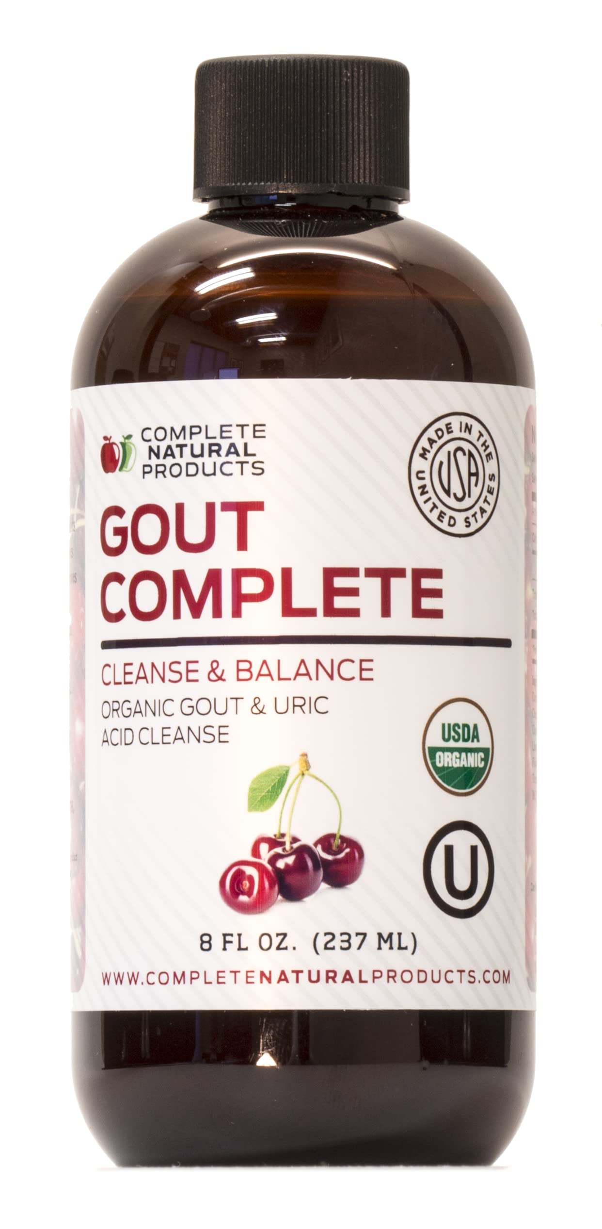 Gout Complete 240ml - Natural & Organic Liquid Uric Acid Flush & Herbal Remedy Support Medicine (W/ Tart Cherry)