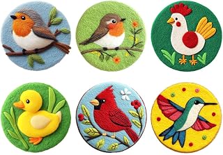 DIY Needle Felting Coasters Kits Cute Animal Bird Duck Chick with 6 Patterns Easy for Beginners Needle Felt Starter Complete Set Handmade Wool Mug Rug for Home Cup Decoration