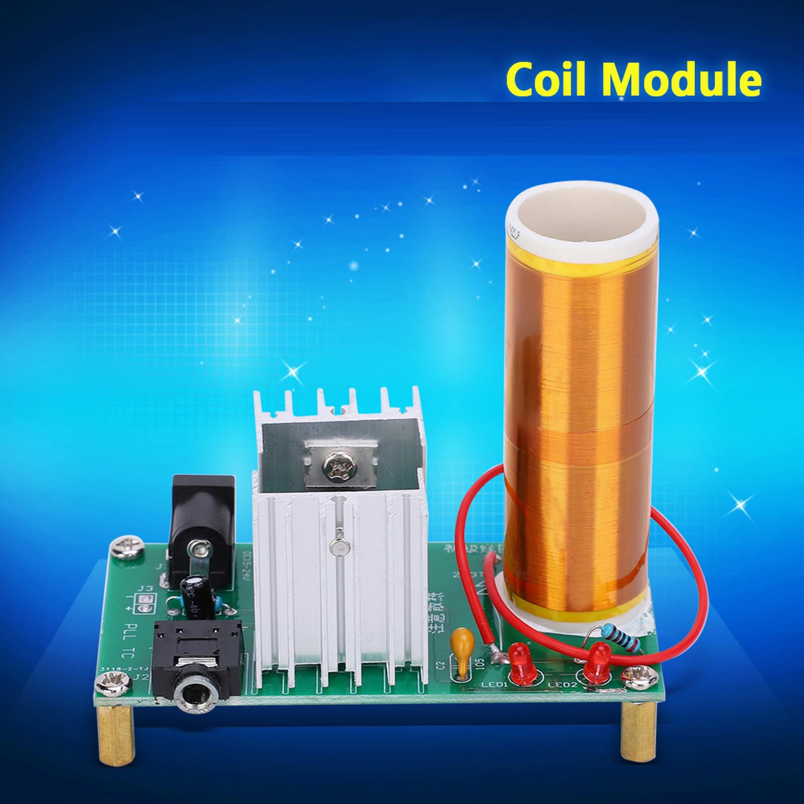 Tesla Coil Module Tesla Coil Mini Tesla Coil DIY Tesla Coil Tool, Tesla Coil Module Plasma Speaker Unassembled Mini DIY Electronic Kit Tool 15W DC 15‑24V 2A