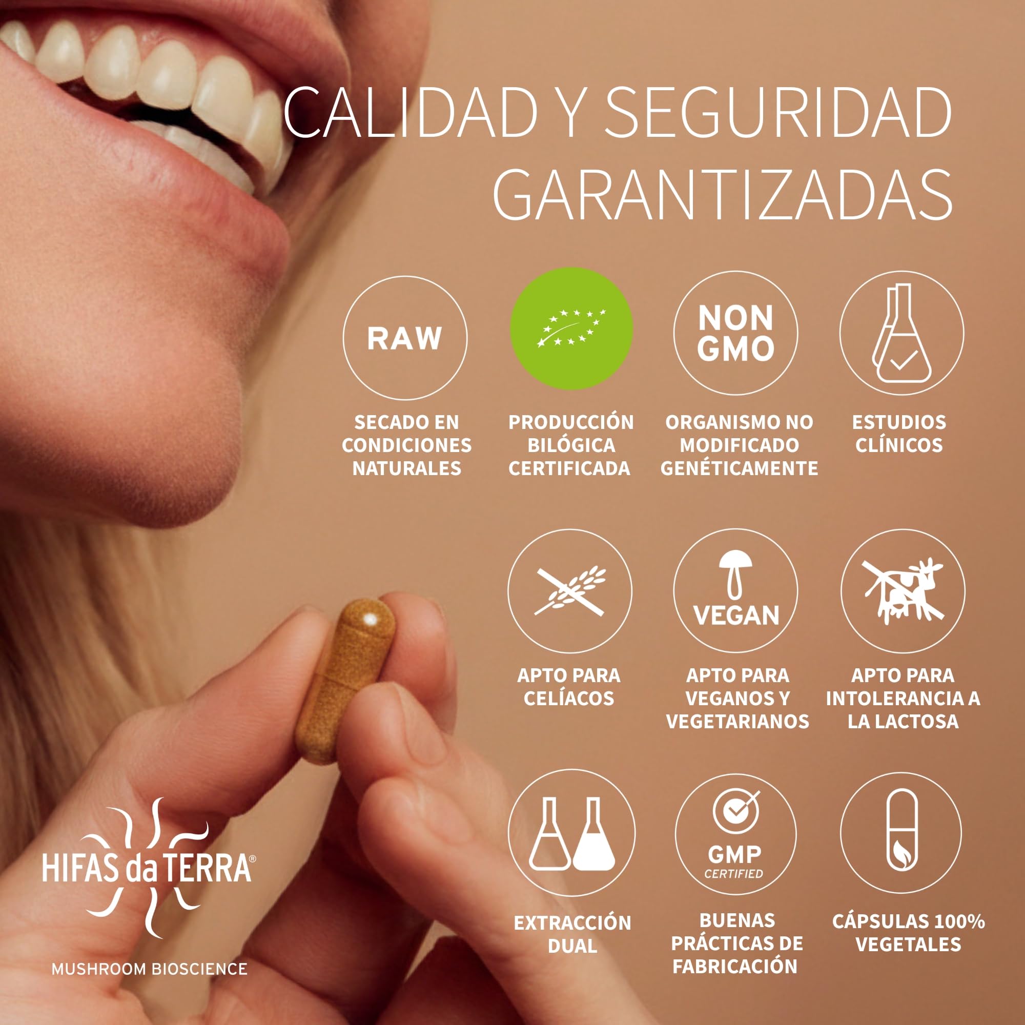HIFAS DA TERRA - Mico-Leo Extracto Puro de Melena de León Hericium - Alta concentración de Beta-Glucanos y Vitamina C - Apoyo cognitivo, memoria, bienestar emocional e inmunitario - Refill 60 Cápsulas