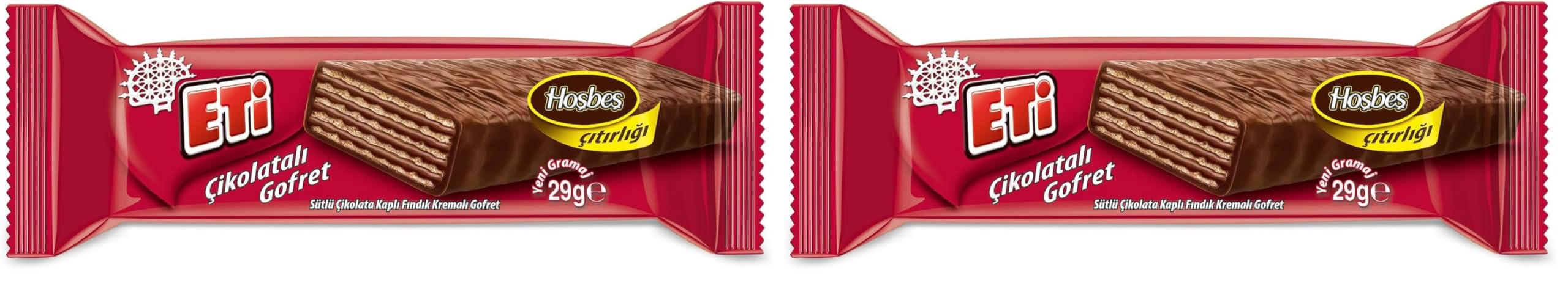 Eti Sütlü Çikolata Kaplı Fındık Kremalı Gofret 29 g (2 paketi)
