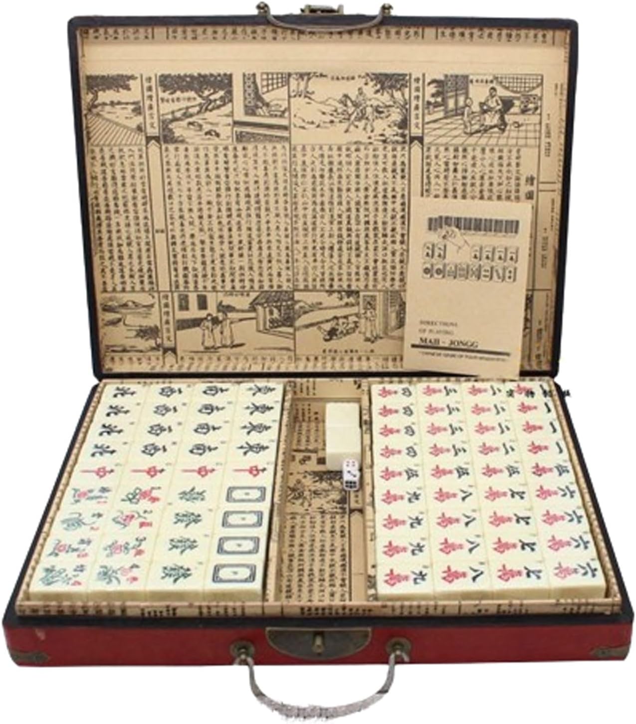 麻雀セット アンティーク 中国麻雀セット 木箱 旅行 ファミリー 麻雀