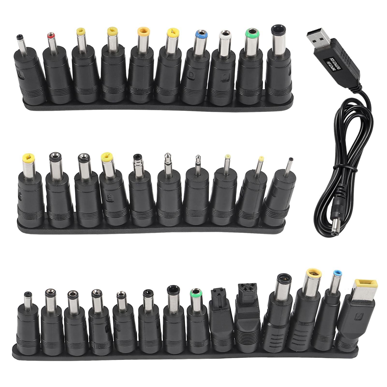 34pcs Universal Laptop Notebook Input DC Plug Set Jack Tips with DC 5V to 12V Step-up Cord WiFi to Powerbank Cable Connector USB Cable Boost Converter
