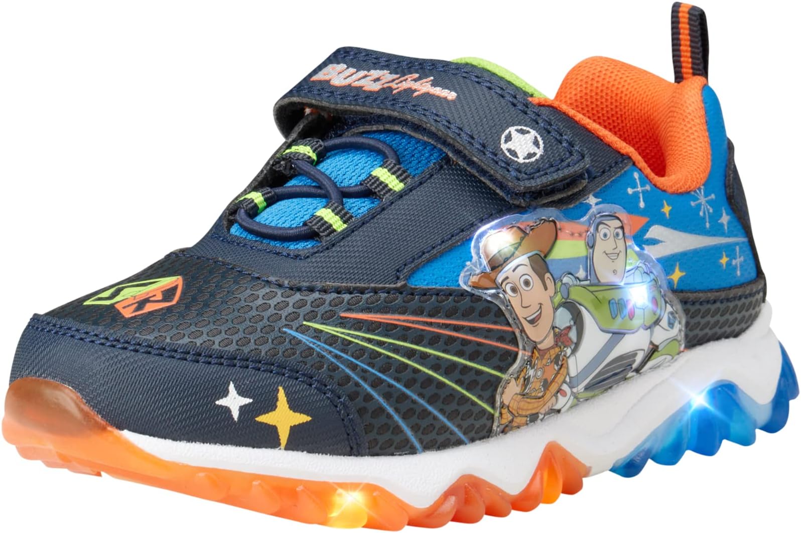 Josmo Boy's Toy Story Shoes – Buzz and Woody Laceless Light-Up Sneakers (Toddler/Little Kid)