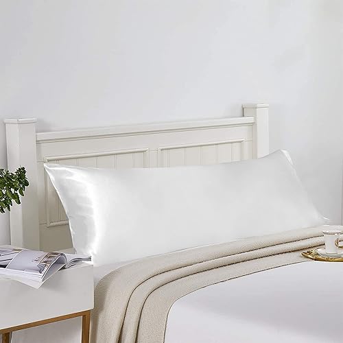 Vista 99 de BEDSUM Paquete de 2 fundas de almohada de satén de seda King para cabello y piel, suaves y lujosas, fundas de almohada con cierre de sobre, 20 x 36