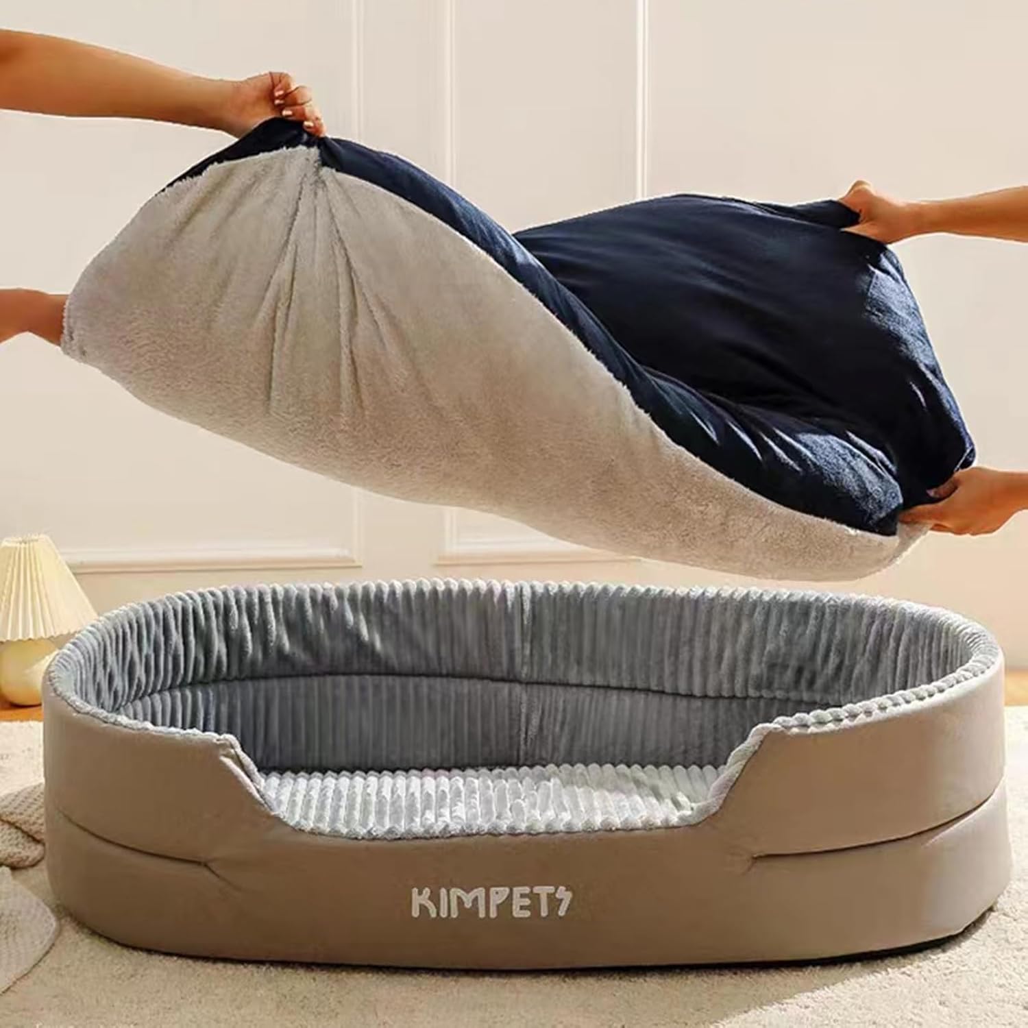 Waterproof Large Dog Bed with Side Medium Dog Bed Washable - Soft Pet Bed Mat for Dogs (Grey Small 23) (Green Large 43)