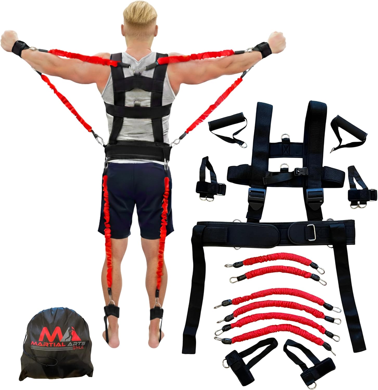 Ultimate Full Body Boxing Resistance Bands Vest for MMA Martial Arts Training at Home for Punches/Kicks, 230lbs Exercise Bands Fitness Workout to Enhance Explosive Power/Speed/Agility