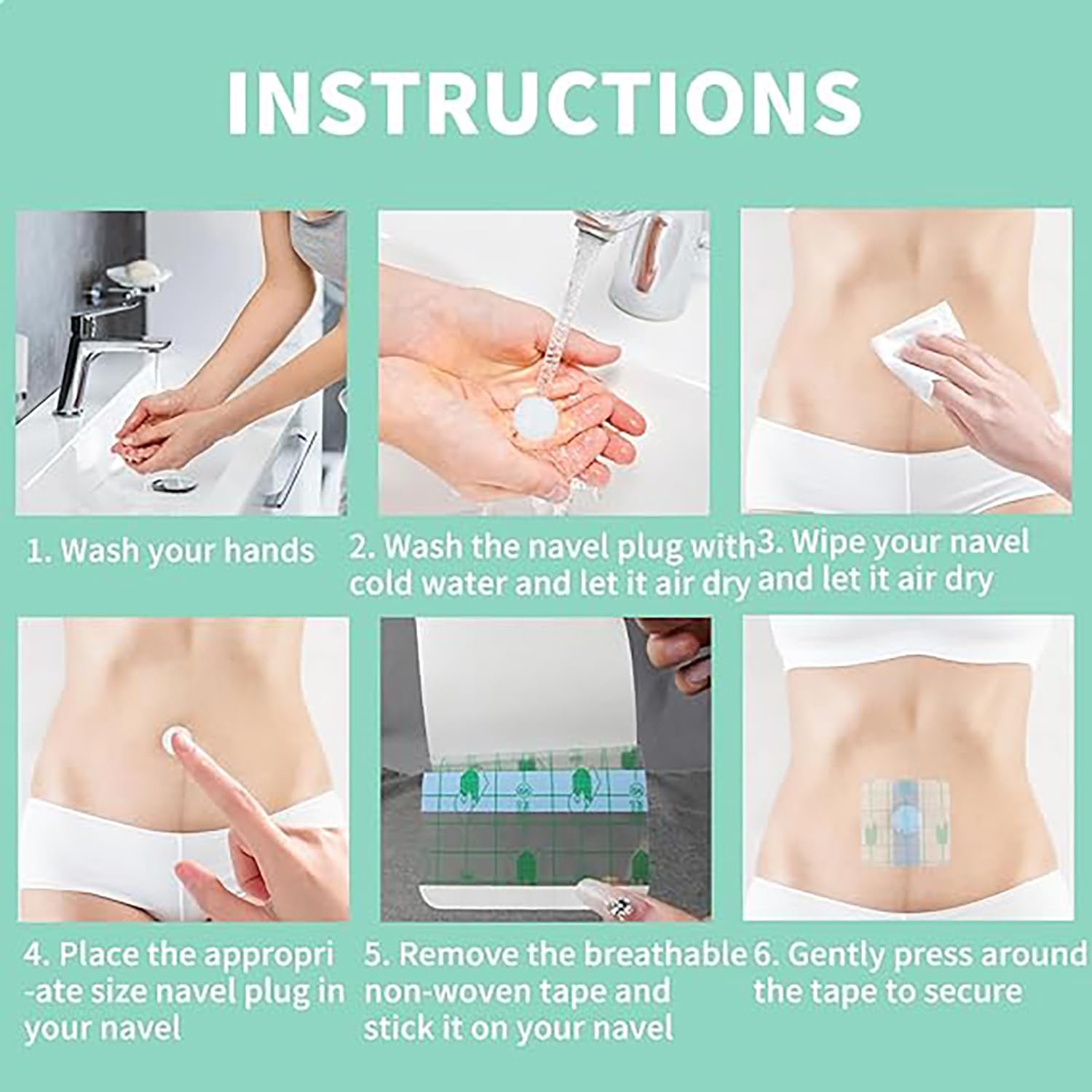 6 Piezas Tapones Para Ombligo De Silicona Suave, 6 Unidades + Cinta Adhesiva Para Adultos, Para Recuperación Postoperatoria, Tratamiento De Hernias Umbilicales Y Liposucción