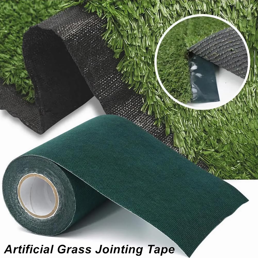Cinta de sutura de césped artificial de 150 mm * 10 m cinta de césped cinta de césped, utilizada para césped de jardín Astro y césped artificial de alta densidad (negro / verde) (verde)