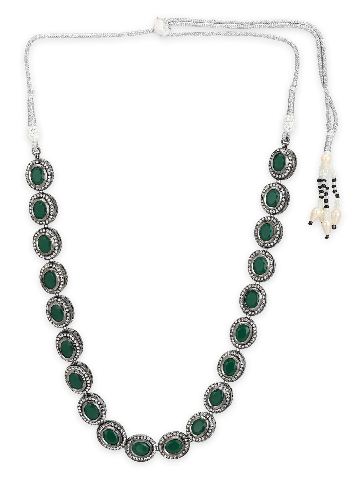 Ruby Raang Collana Kundan artificiale in metallo misto da donna, set di gioielli tradizionali per donne (verde)