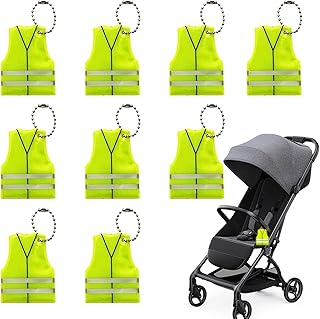 反射キーホルダー - 高視認性安全キーチェーンタグ - 9個のベスト型防水夜光キーチェーン ジャケット バッグ 車椅子 ベビーカー 自転車 ファスナー リュック用