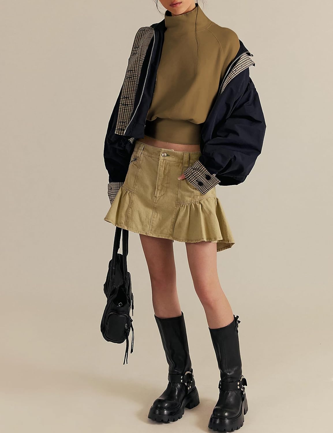 Womens Pullover Sweatshirts Fleece Lining Turtleneck Oversized Top Balloon Sleeves Cozy Fall Winter Casual Outfits - Image 4