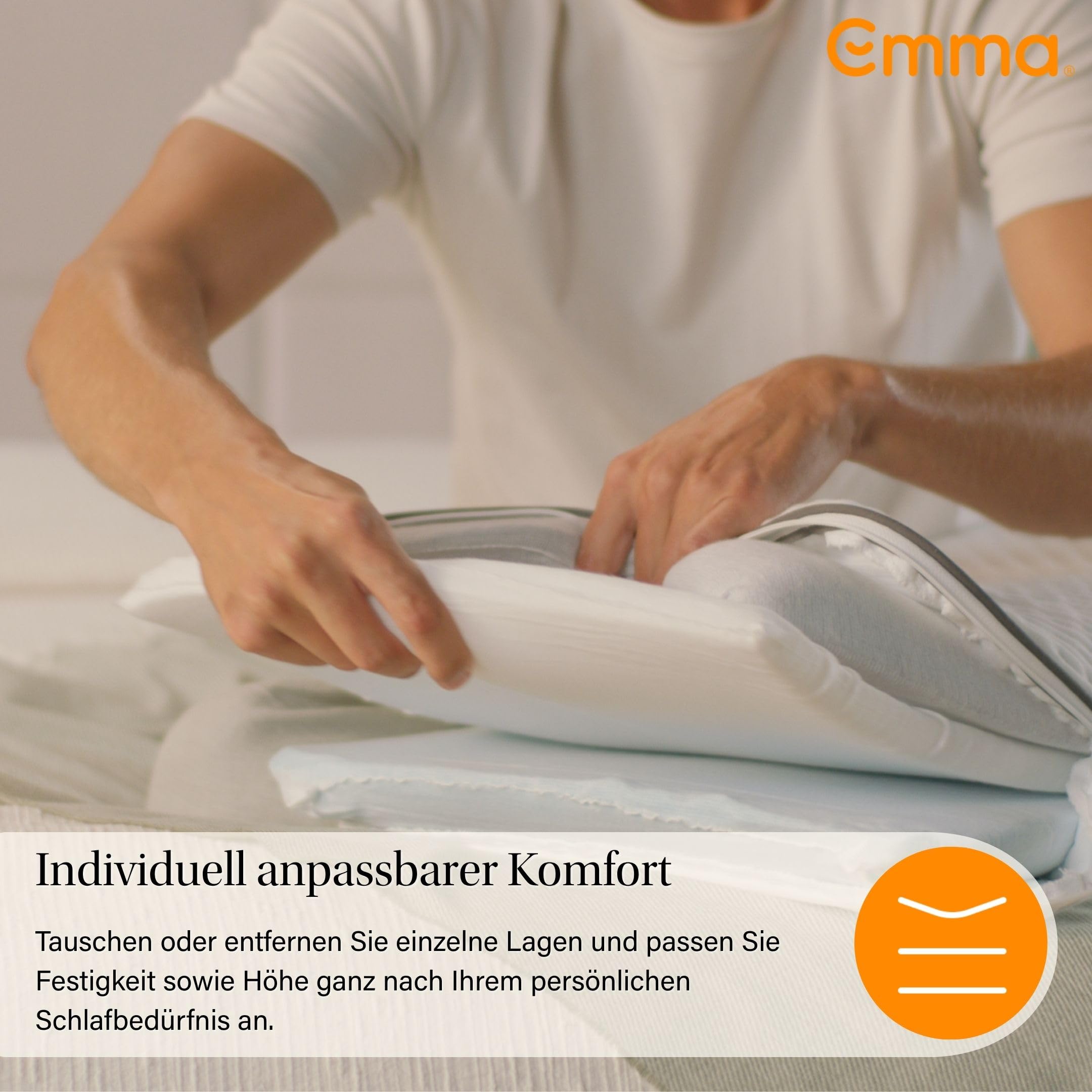Emma Premium Stützkissen 80x40 – Ergonomisches Nackenkissen mit Thermosync Technologie – Kühlendes Memory Foam Kopfkissen, Höhenverstellbar für Seiten-, Rücken- & Bauchschläfer – Waschbarer Bezug