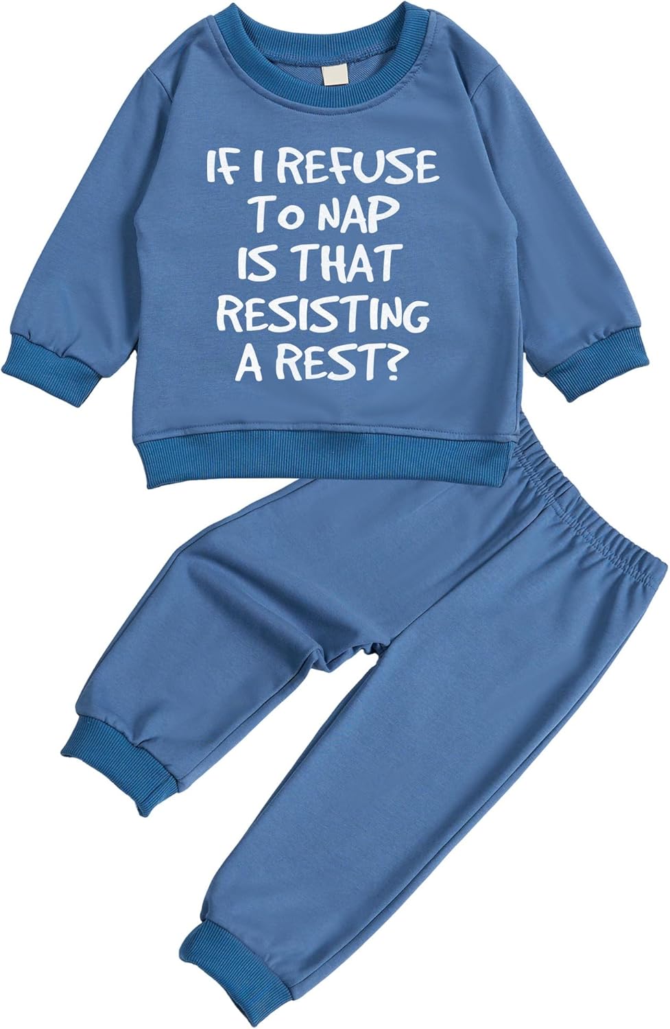 Toddler Baby Letter REFUSE To NAP Long Sleeve Sweatshirt Top Jogger Pants Set Cute Fall Winter Clothes Set - Image 2