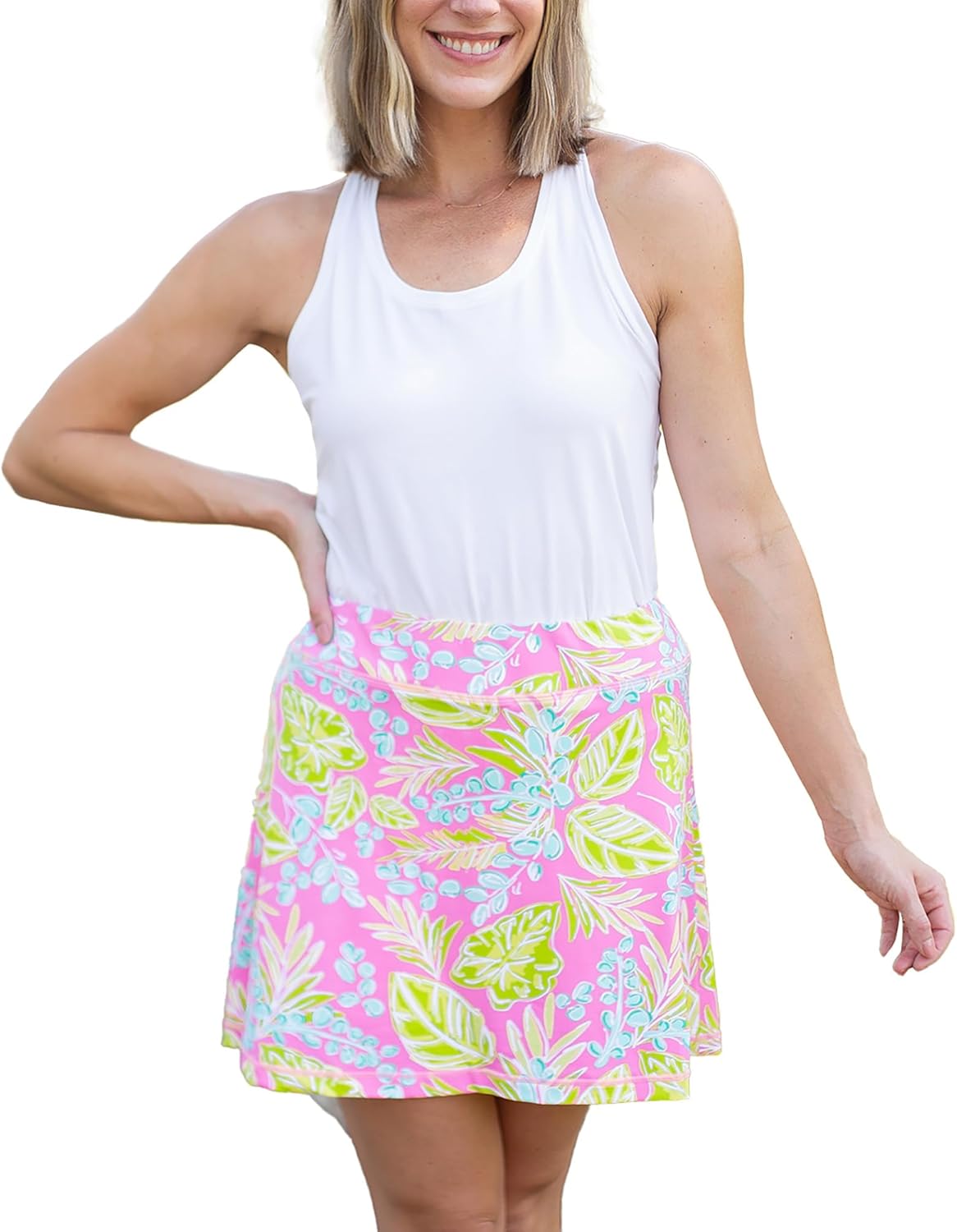 Mary Square Women's Everyday Apparel, Charelston Style Athletic Skort Skirt, Nylon and Spandex