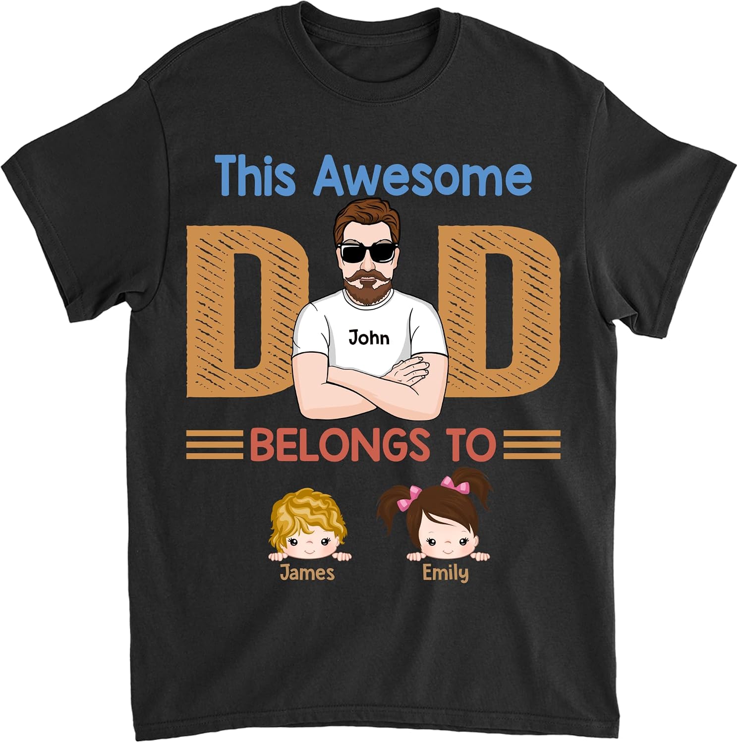 Gossby Custom T-Shirts for Dad & Grandpa - Personalized Gift to Dad, Grandfather Birthday, Fathers Day with Designs, Names