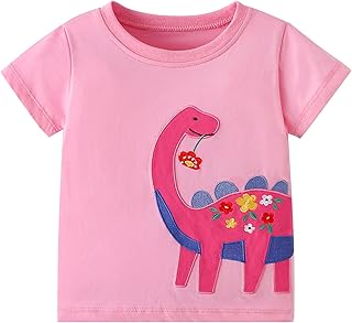 Toddler Baby Girl Short Sleeve Dinosaur T-Shirt Ruffle Sleeve Cotton Unicorn Tank Tops Tee - Buy now