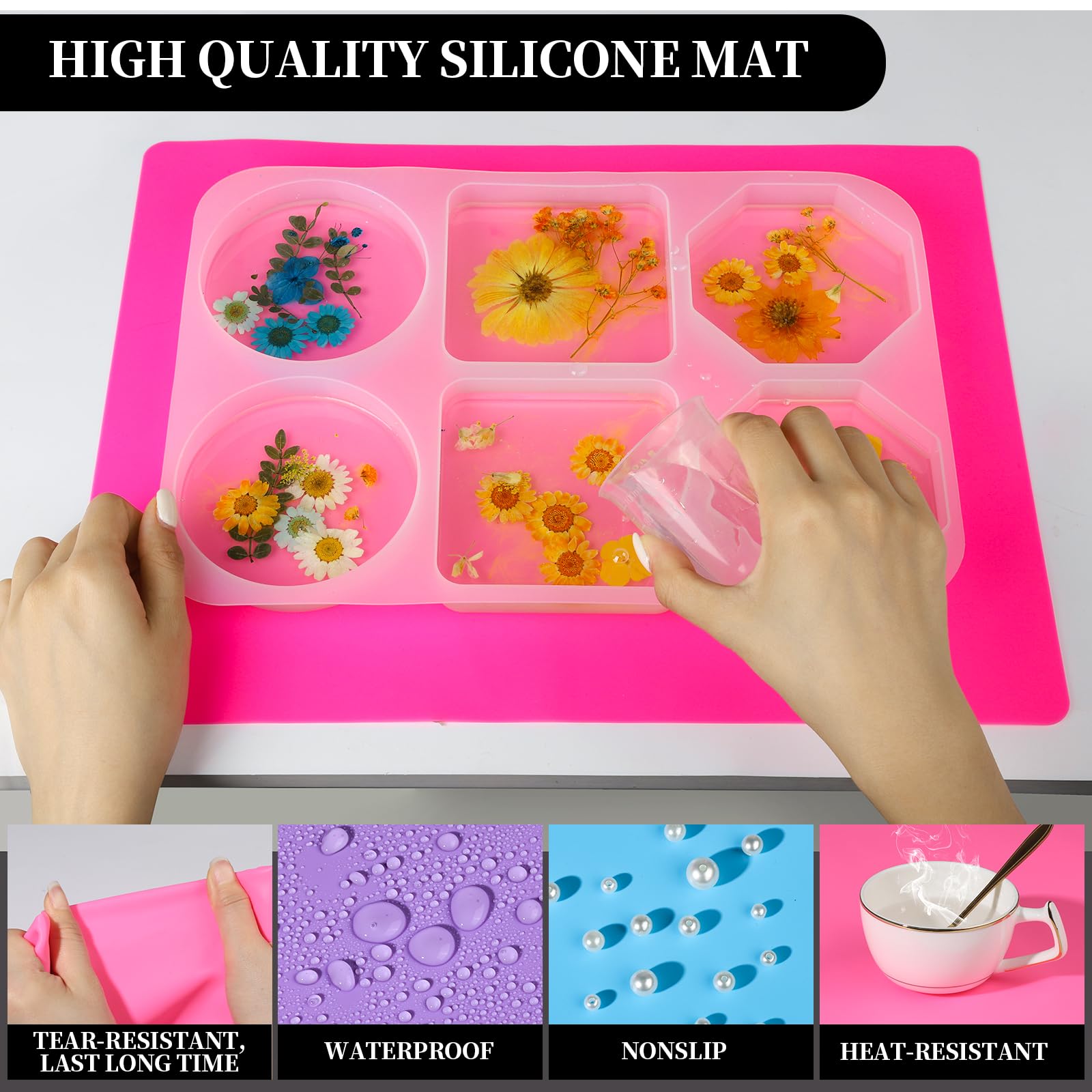 Amazon.com: LEOBRO Silicone Mat for Resin Molds, 3 PCS Silicone