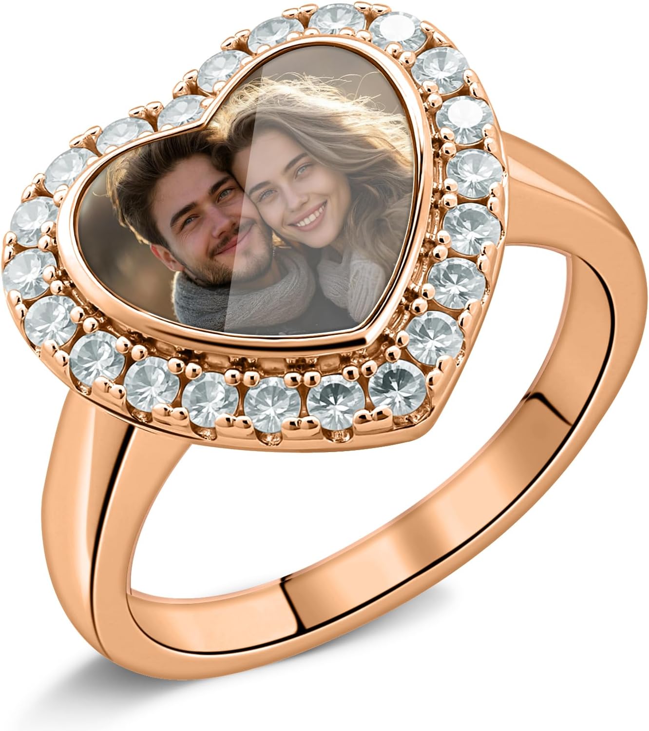 Personalized Photo Ring - Square/Heart Picture Ring Memory Gift for Women family Couple Friends Mother's Day Birthday Christmas Anniversary