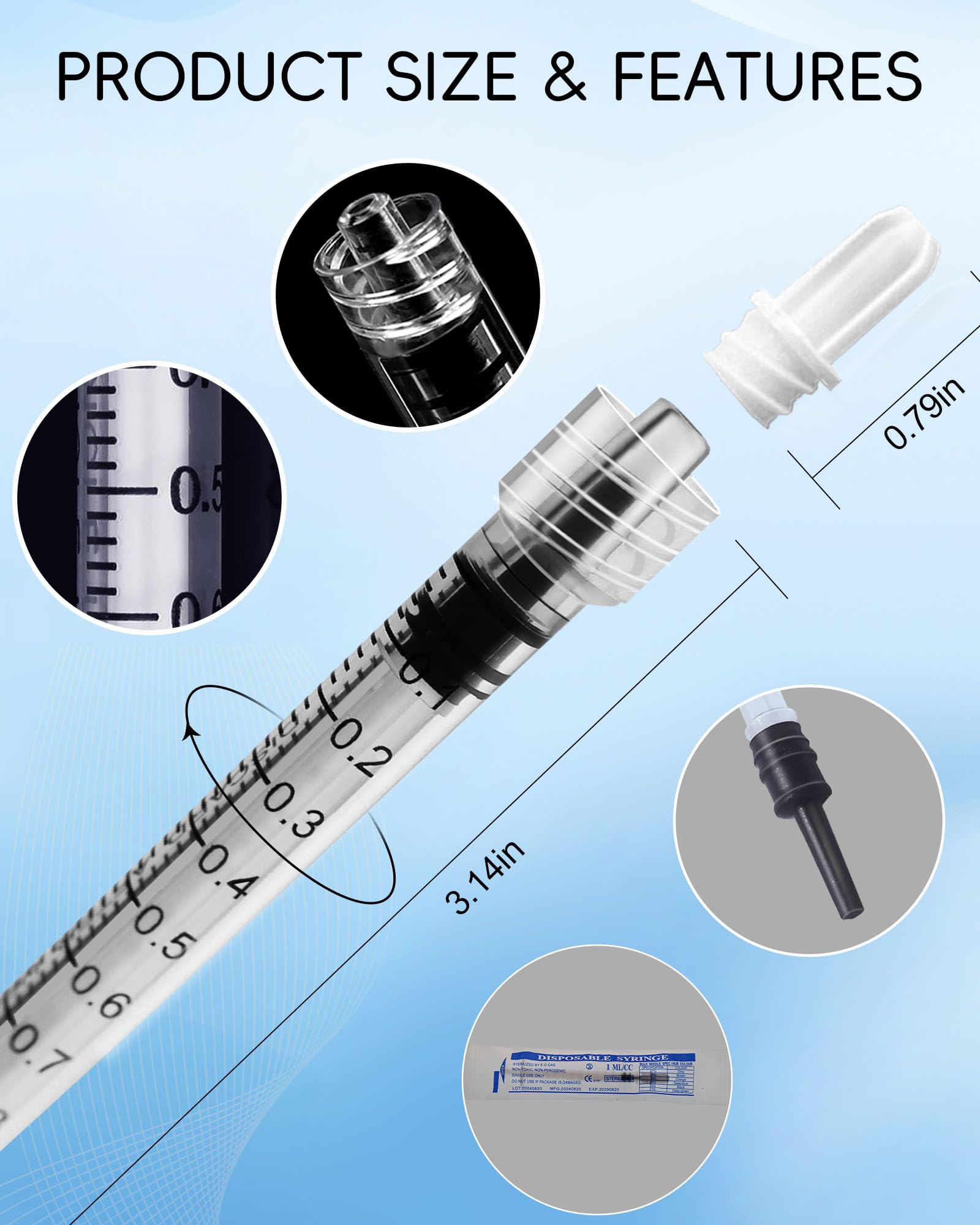Strzykawka Luer Lock 1 ml bez igły – plastikowe strzykawki 1 cm³, sterylna, pojedynczo uszczelniona, opakowanie 100 sztuk