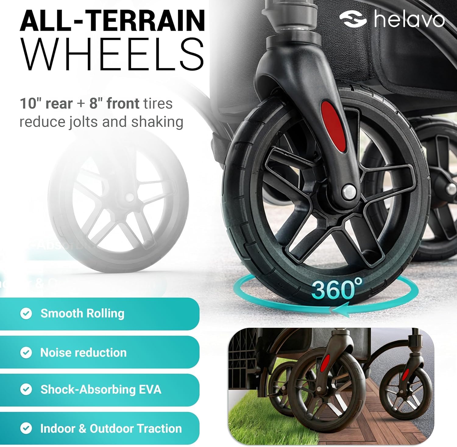 Helavo Wide 2 in 1 Walker Wheelchair Combo, All Terrain 10" Wheels — Amazon image 6