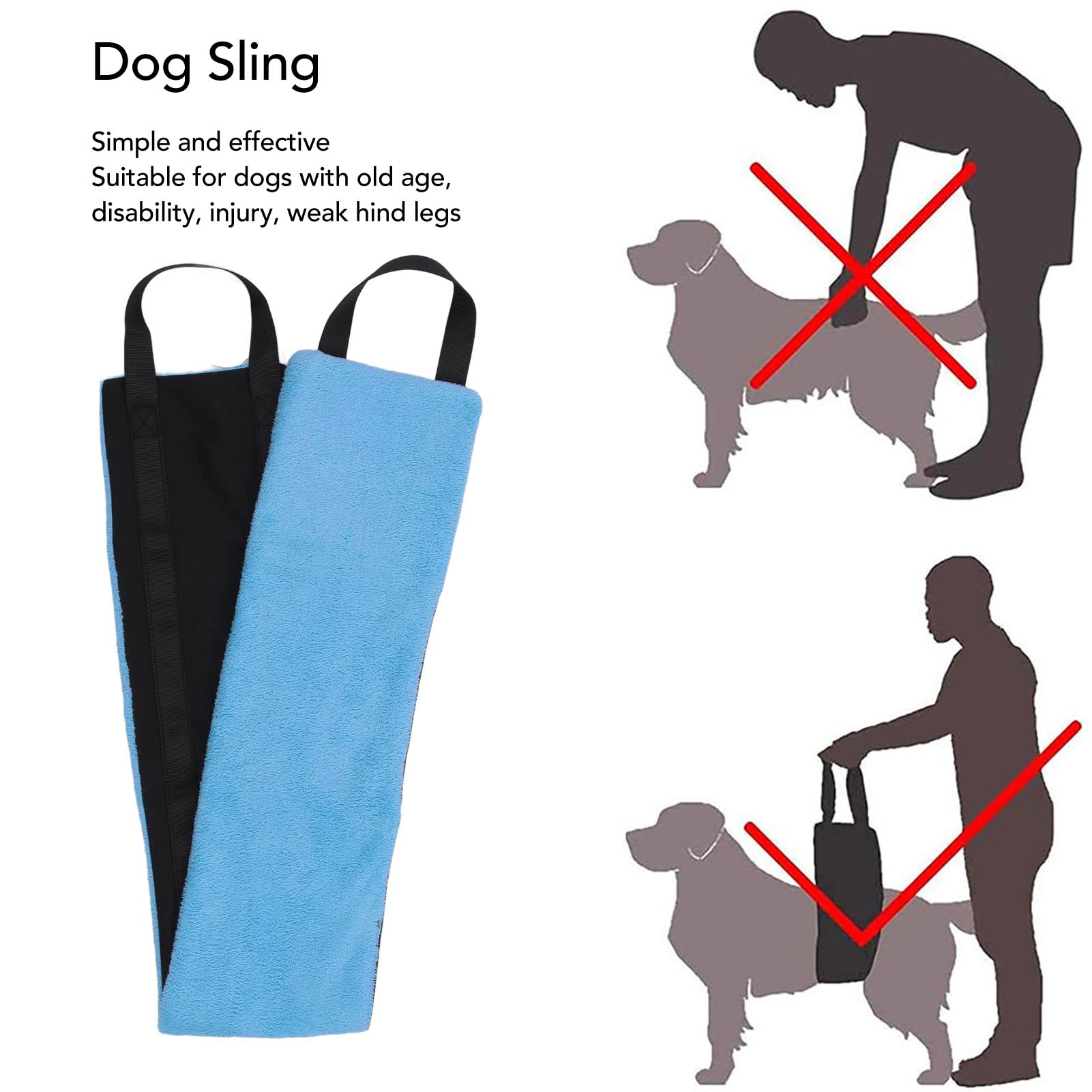 Dog Carrying Sling for Back, Soft Oxford Comfortable Pet Lift Sling Harness Pet Assist Belt for Dogs Hind Leg Support Assistance (Blue)