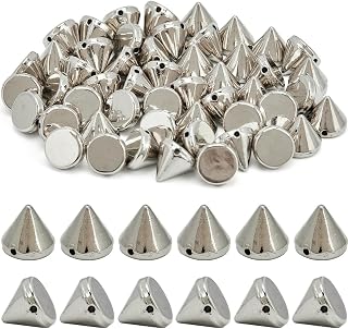 GORGECRAFT 440Pcs Silver Spike Cone Beads ABS Plastic Small Cone Spike Studs DIY Decoration Rivets for Cloth Leather Bag Belt Choker Shoes DIY Jewelry Making