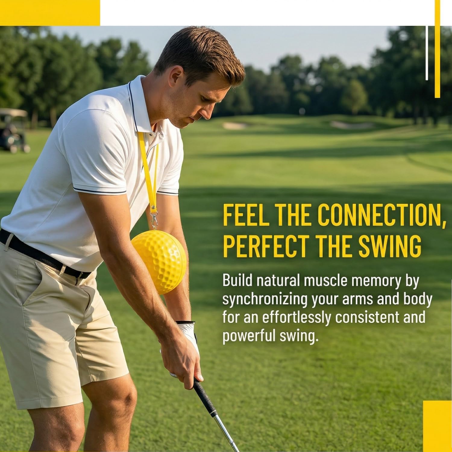 WIGERLON Golf Swing Training Ball for Keeping arms Connected,Golf Trainer Pure Strike Ball for Men and Women Color Yellow