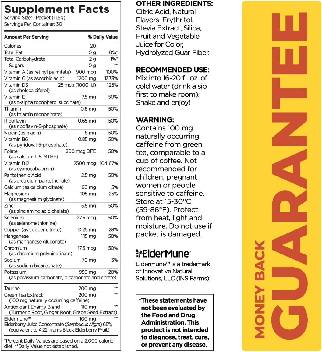 Pureboost Immune Clean Energy Drink Mix: Immunity Supplement with Elderberry