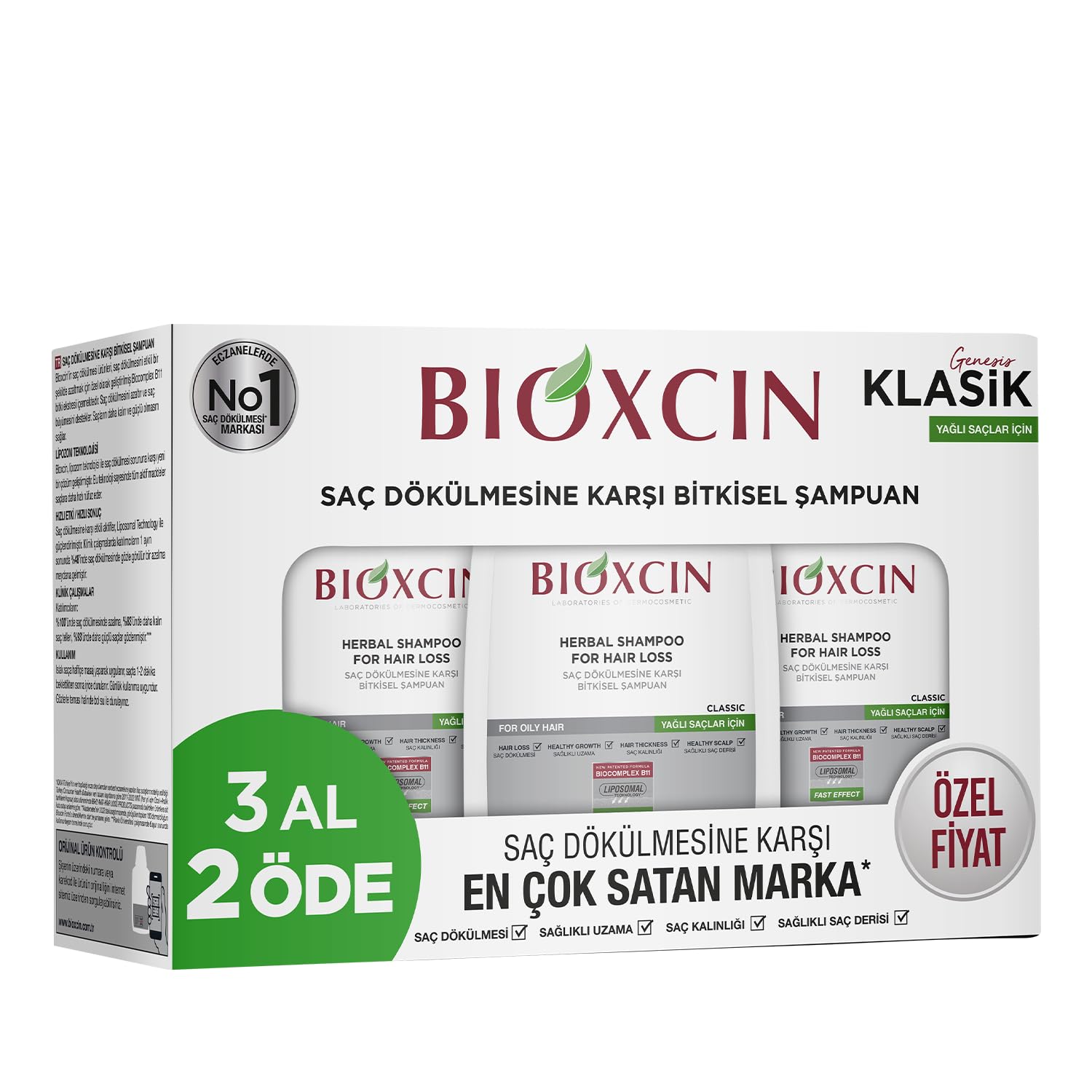Bioxcin Genesis 3 Al 2 Öde Yağlı Saçlar İçin Şampuan (3 x 300 mL)